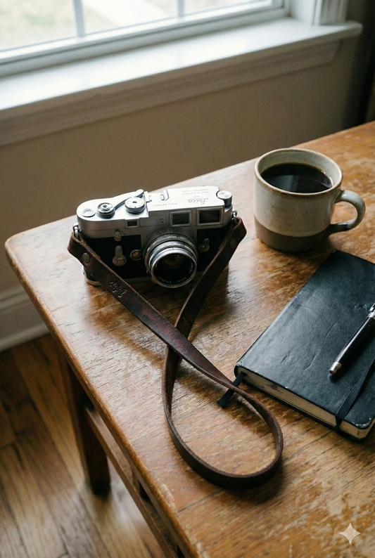 Minimal 3 - Brown Leather strap for vintage camera.