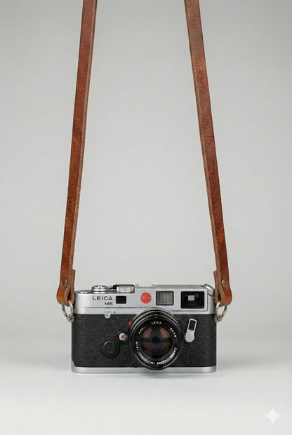 Minimal 1 - Cognac Leather strap for vintage camera. 