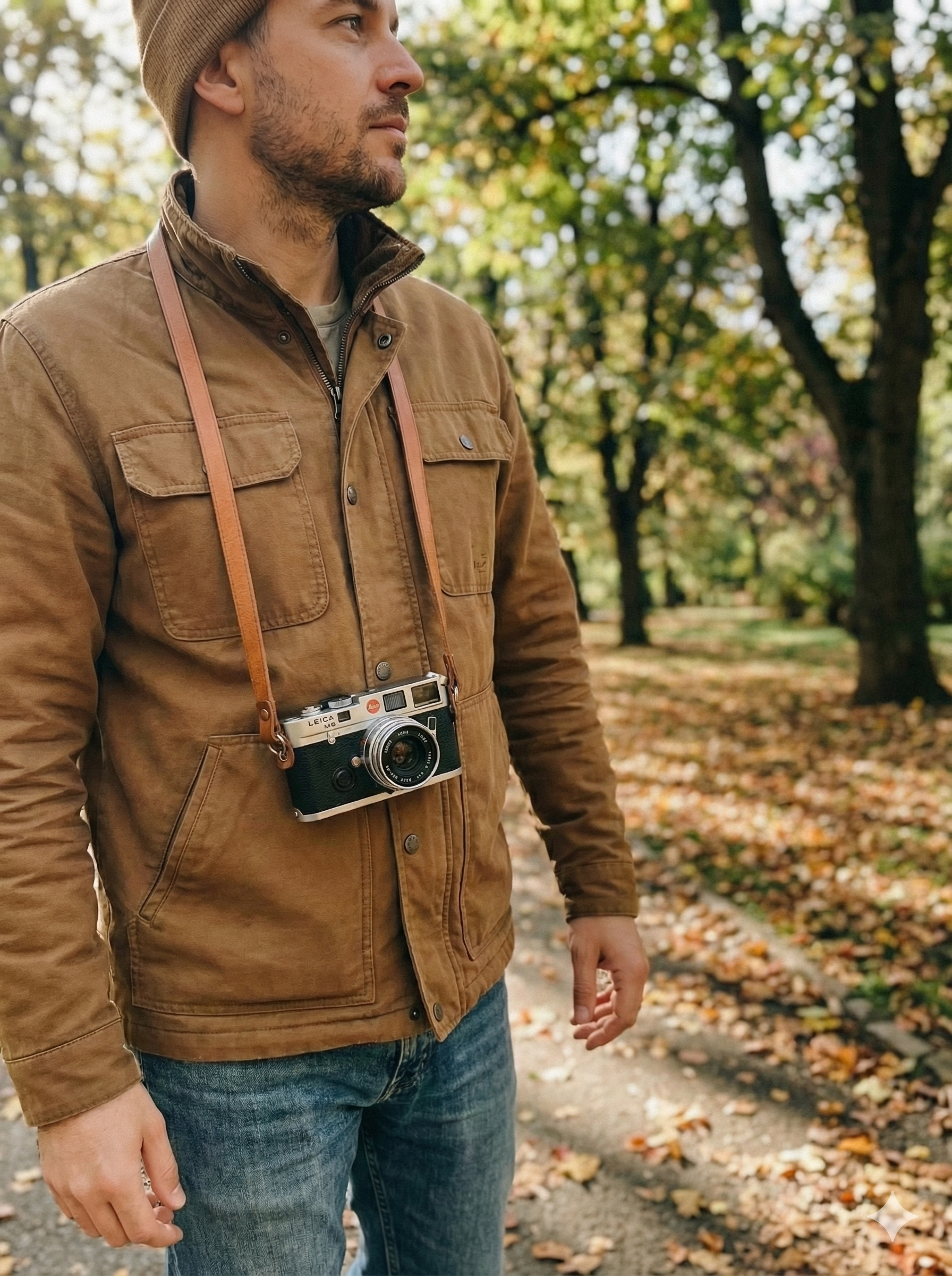 Minimal 1 - Cognac Leather strap for vintage camera. 