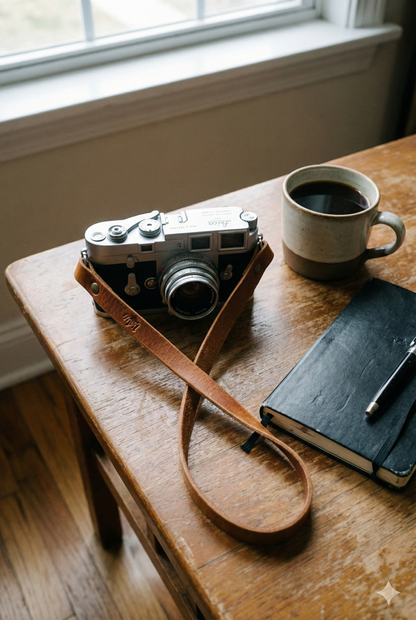 Minimal 1 - Cognac Leather strap for vintage camera. 