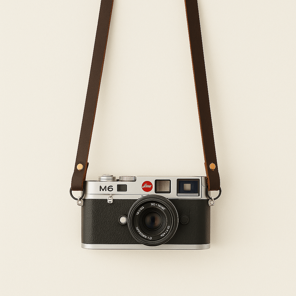 Tracolla fotocamera pelle marrone scuro